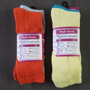 Diabetes & Circulatory Crew Socks - Orange & Yellow, 2 Pair